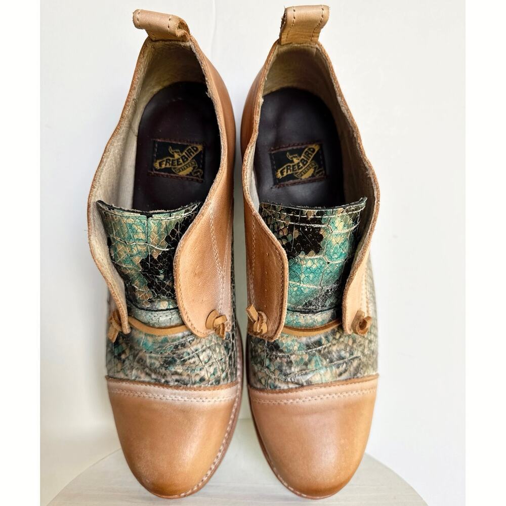 Freebird by Steven Mabel Oxfords Womens Size 8 Turquoise Multi Tan Leather - Picture 5 of 10